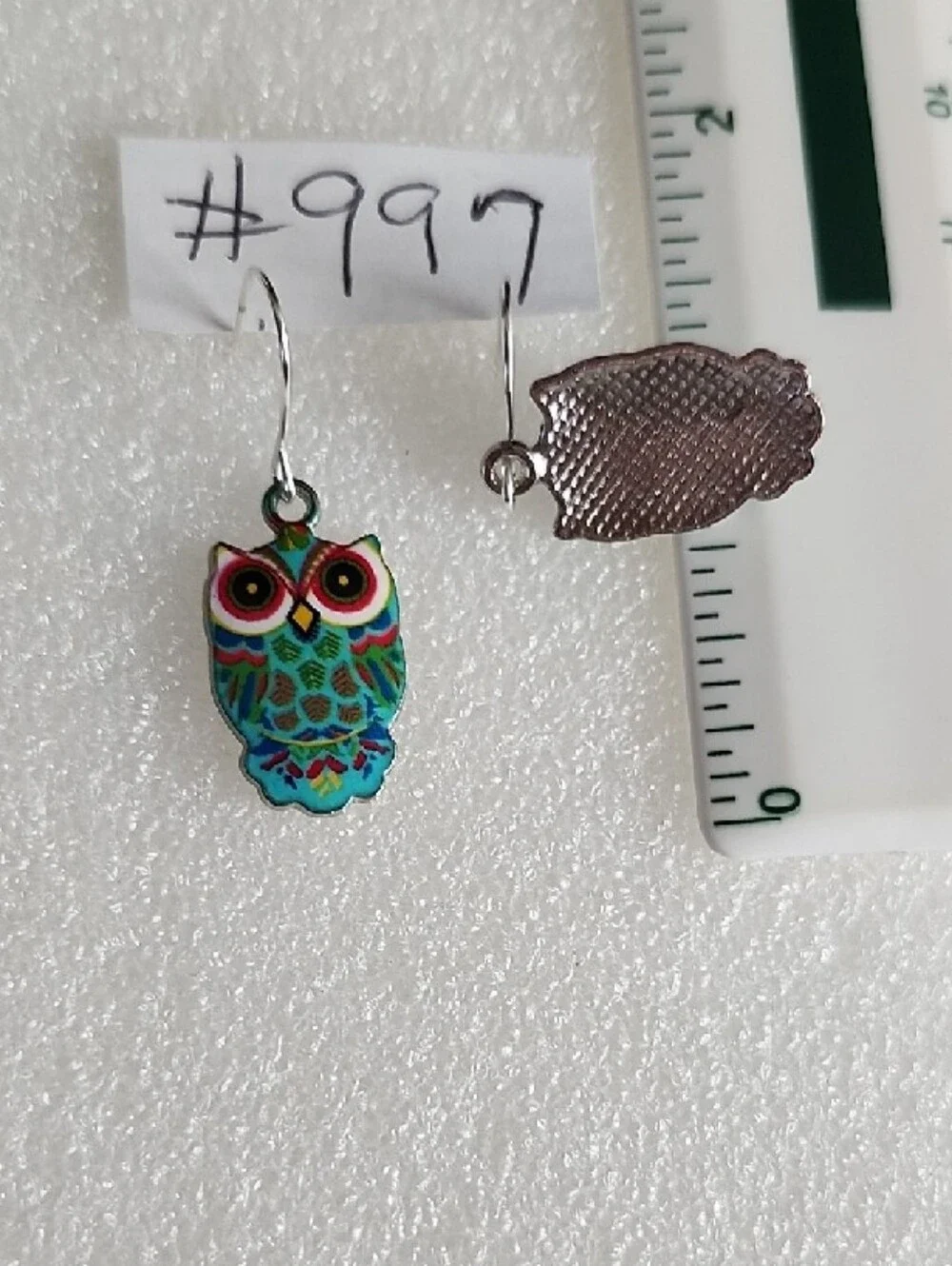 Hand Crafted Turquoise Multicolor Owl Drop Earrings
